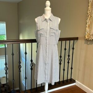 NWT White House Black Market, Striped, Button Down Utility Dress, fully lined